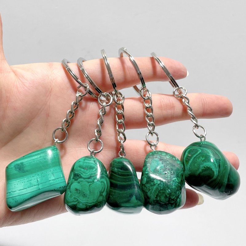 Malachite Tumbled Keychain Wholesale - Wholesale Crystals