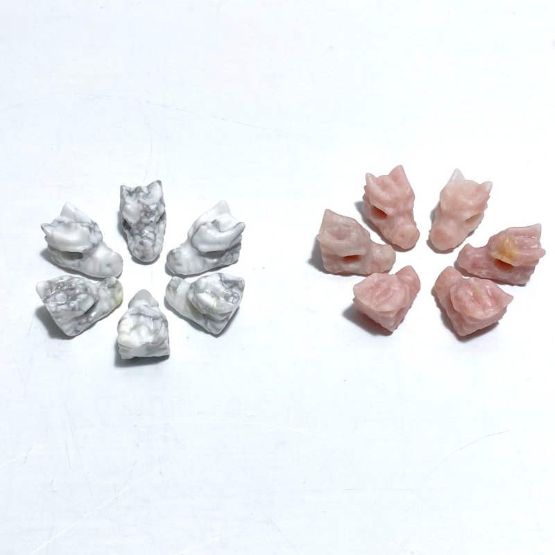 Mini Pink Opal Howlite Dragon Head Carving Wholesale - Wholesale Crystals