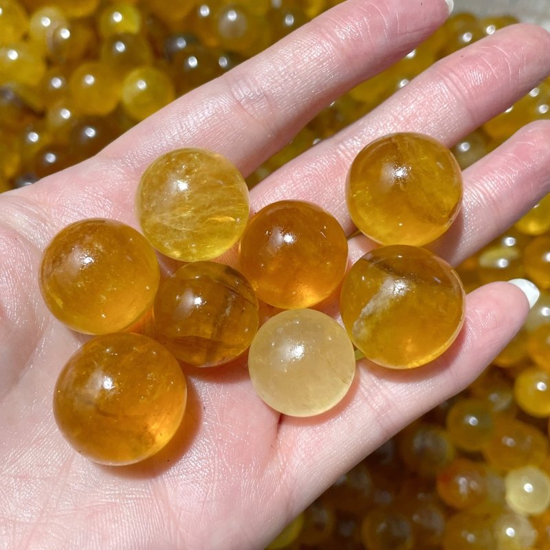 Mini Yellow Fluorite Sphere 2cm Wholesale - Wholesale Crystals