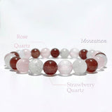 Moonstone Strawberry Quartz Rose Quartz Mixed Bracelet Wholesale - Wholesale Crystals
