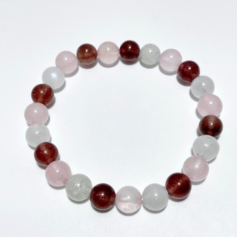 Moonstone Strawberry Quartz Rose Quartz Mixed Bracelet Wholesale - Wholesale Crystals