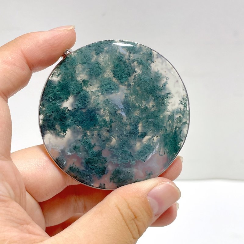 Moss Agate Crystal Pendant Round Shape Wholesale - Wholesale Crystals