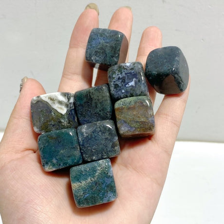 Moss Agate Cube Tumbled Wholesale -Wholesale Crystals