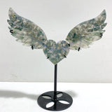 Moss Agate Heart Wing Carving With Stand -Wholesale Crystals