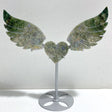 Moss Agate Heart Wing Carving With Stand -Wholesale Crystals