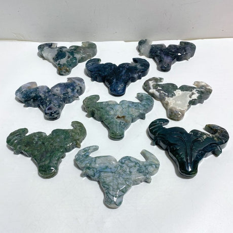 Moss Agate Ox Head Carving Wholesale -Wholesale Crystals
