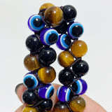 Multiple Materials Evil Eye Woven Adjustable Bracelets Wholesale Tiger Eye Obsidian - Wholesale Crystals
