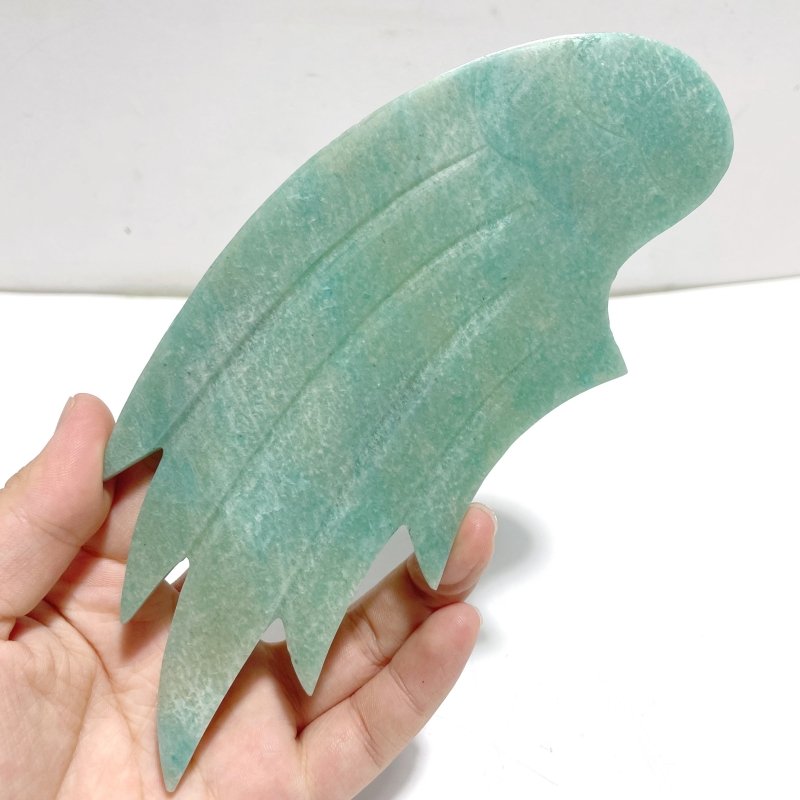 Natural Amazonite Angel Carving Wing With Stand - Wholesale Crystals