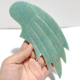 Natural Amazonite Angel Carving Wing With Stand - Wholesale Crystals