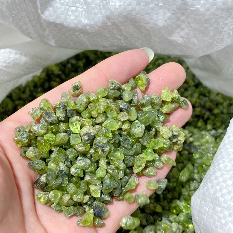 Normal Grade Green Peridot Gravel Chips - Wholesale Crystals