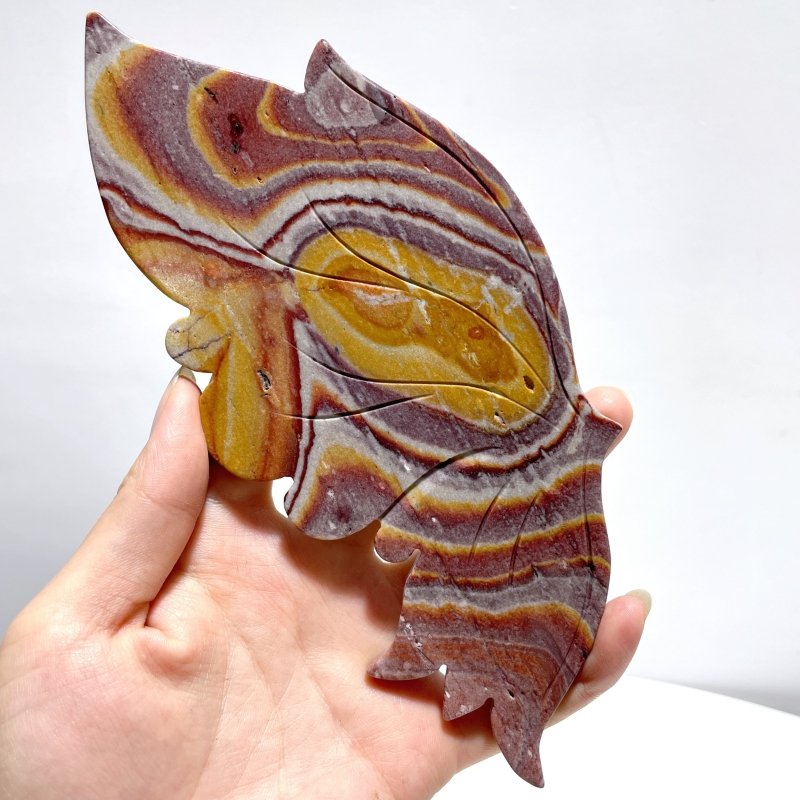 Ocean Jasper Butterfly Wing Carving With Stand - Wholesale Crystals