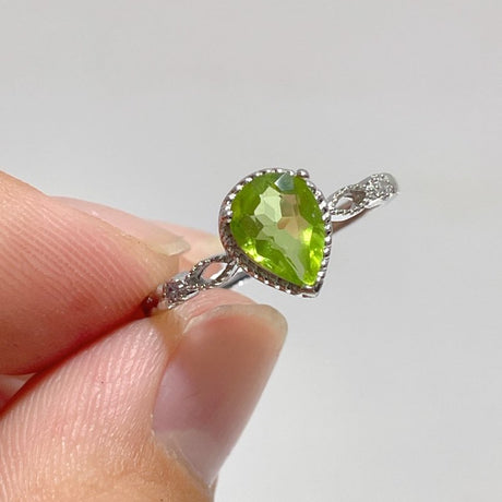 Peridot Cut Faceted Ring Waterdrop Shape Wholesale - Wholesale Crystals