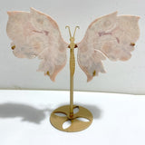 Pink Agate Butterfly Wing Carving With Stand -Wholesale Crystals