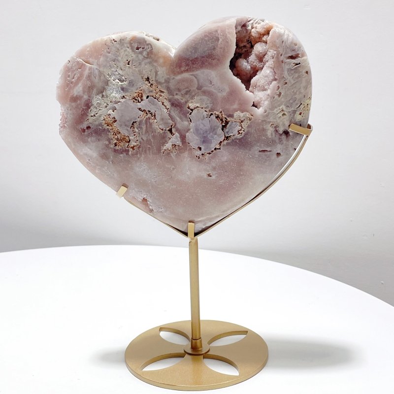 Pink Amethyst Geode Heart With Stand - Wholesale Crystals