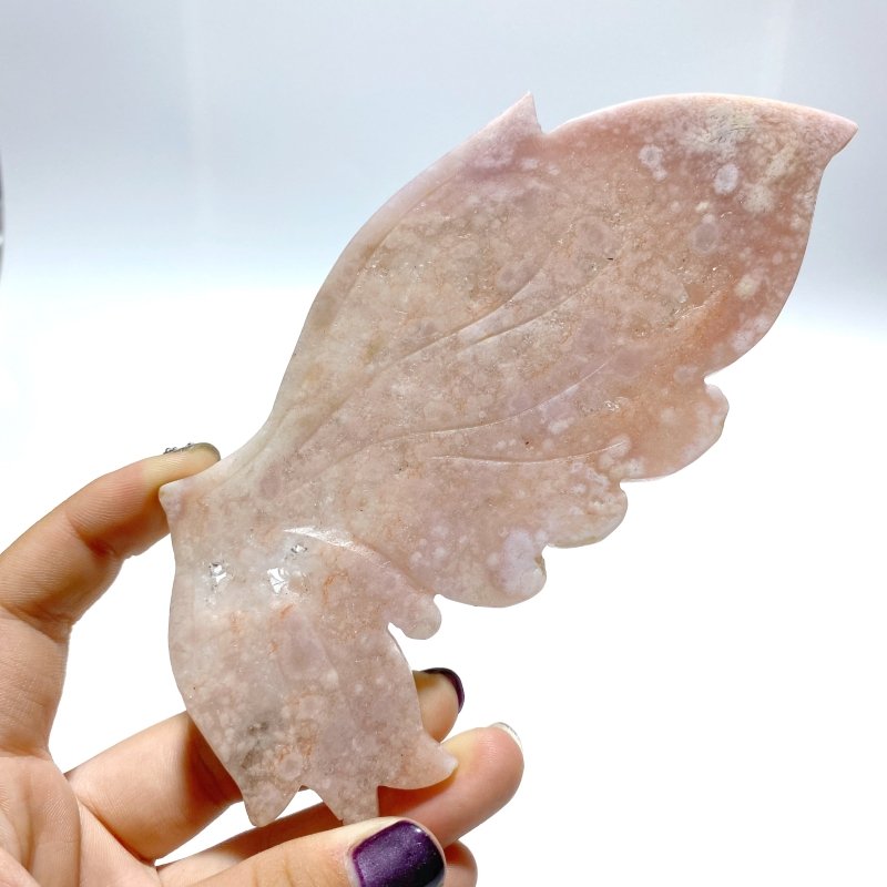 Pink Sakura Agate Butterfly Wing Carving With Stand - Wholesale Crystals