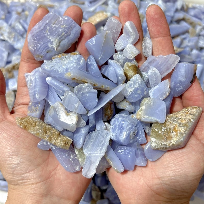 Polished Blue Lace Agate Gravel Chips Mixed Size Closeout - Wholesale Crystals