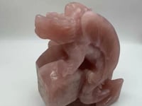 Large Unique Madagascar Rose Quartz Dragon With Castle Carving -Wholesale Crystals