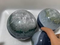 3 Pieces Unique Green Agate Spheres