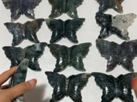 12 Pieces Moss Agate Butterfly Carving