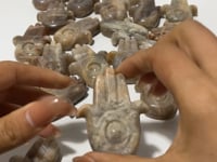 21 Pieces Beautiful Moonstone Mixed Sunstone Hamsa Hand Carving