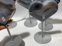 5 Pieces Geode Agate Heart With Stand