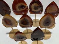 9 Pieces Beautiful Geode Carnelian Druzy Arrow Head With Stand