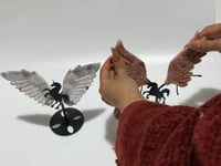 2 Pairs Pegasus Wing Carving With Stand Pink Agate Ocean Jasper