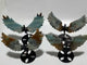 4 Pairs Beautiful Caribbean Calcite Symmetry Wing Carving With Cross Stand(SCC2)