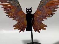 Ocean Jasper Owl Wing Carving With Stand