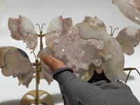 4 Pairs Beautiful Sakura Flower Agate Butterfly Wing Carving With Stand