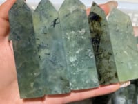 Green Prehnite Four Sided Tower Point Wholesale