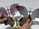 3 Pairs Butterfly Wing Carving With Stand Amethyst Mixed Agate Ocean Jasper