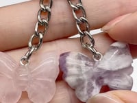 2 Types Butterfly Carving Keychain Wholesale Chevron Amethyst Rose Quartz