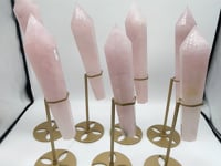 7 Pieces Rose Quartz Point Magic Scepter Wand with Holder Stand