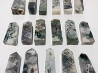 17 Pieces Geode Moss Agate Druzy Four-Sided Points