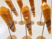 7 Pieces High Quality Yellow Calcite Wand Points With Stand