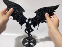 Large Kambaba Demon And Angel Wing Carving With Stand