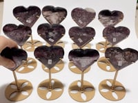 12 Pieces High Quality Flash Lepidolite Heart With Stand