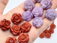 Rose Flower Carving Red Jasper and Lepidolite