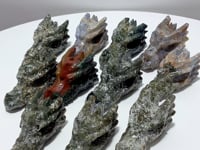 11 Pieces Large Colorful Moss Agate Dragon Head Carving