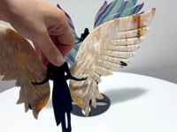 2 Pairs Angel Wing With Stand Fluorite Coral Jade