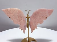 Pink Sakura Agate Butterfly Wing Carving With Stand