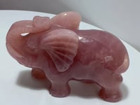 Beautiful Large Deep Pink Madagascar Rose Quartz Elephant Carving