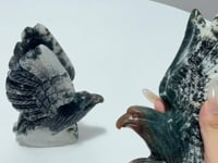 2 Pieces Moss Agate Eagle Carving