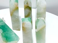 6 Pieces Large Green Fluorite Druzy Geode Tower Points