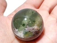 Green Garden Quartz Sphere With Wooden Stand