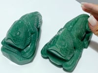 2 Pieces Green Aventurine Lizard Carving