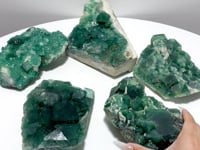 5 Pieces Unique Green Fluorite Raw Specimen Cubic Stone