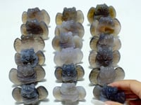 18 Pieces Geode Druzy Agate Owl Carving