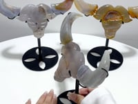 3 Pieces Geode Druzy Agate Ox Head Crystal Carving